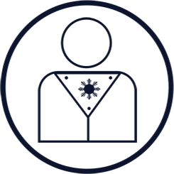 An outline icon of a person with a Philippine flag sun symbol on their chest, representing local customer service.