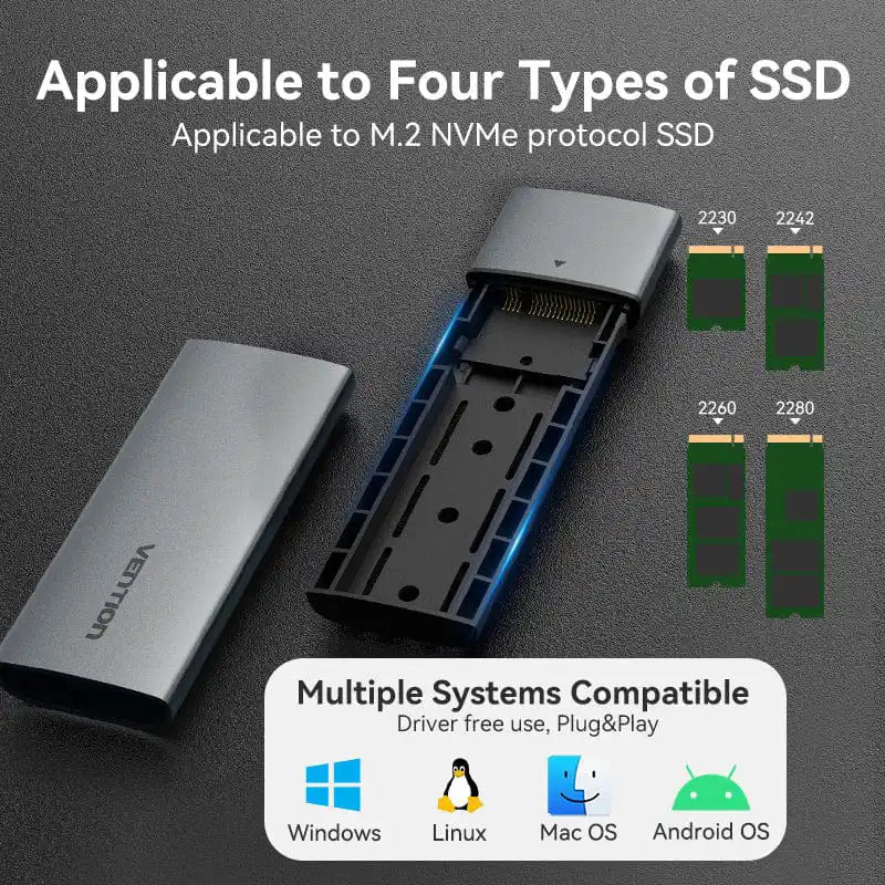 USB 3.1 Gen 1 Type-C M.2 NVMe SSD Enclosure