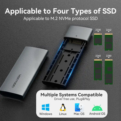 USB 3.1 Gen 1 Type-C M.2 NVMe SSD Enclosure