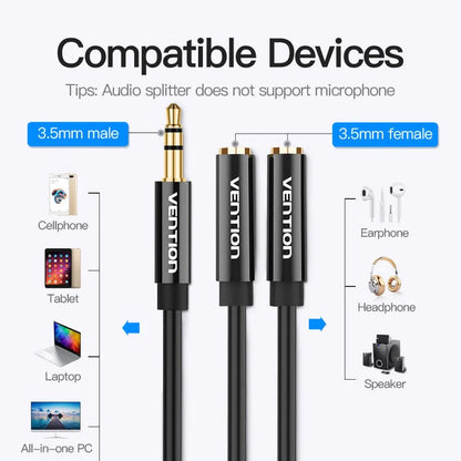 3.5mm Male to 2× 3.5mm Female Audio Splitter