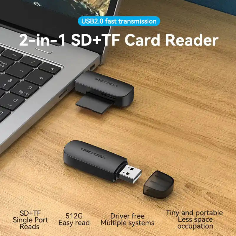 USB 2.0 Type-A Card Reader (SD & TF)
