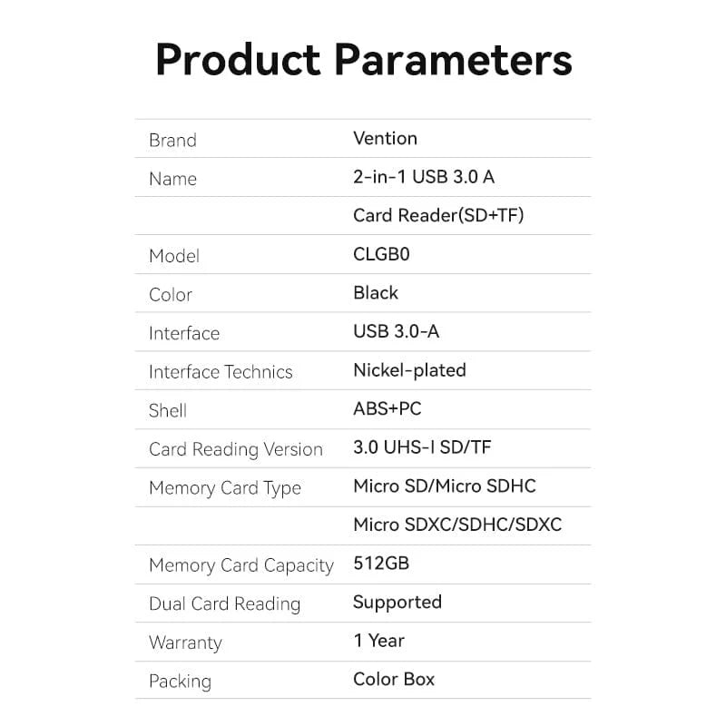 USB 3.0 Type-A Card Reader (SD & TF)