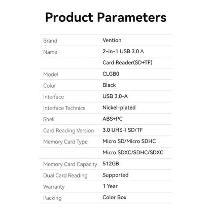 USB 3.0 Type-A Card Reader (SD & TF)