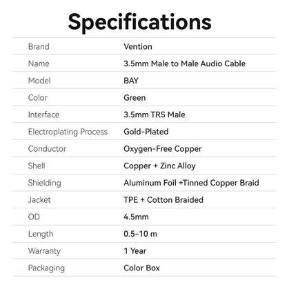 3.5mm Male to Male Audio Cable