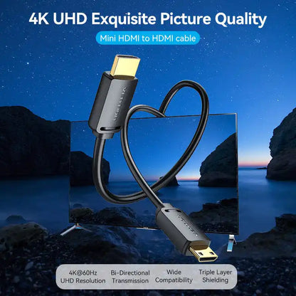 HDMI C Male to HDMI A Male 4K HD Cable