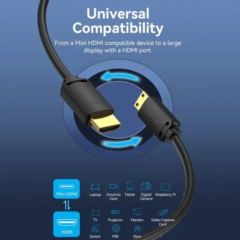HDMI C Male to HDMI A Male 4K HD Cable
