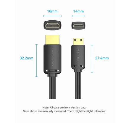HDMI C Male to HDMI A Male 4K HD Cable
